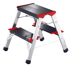 Двухсторонняя анодированная стремянка Hailo ChampionsLine L90 225 2x2 4422-001 - фото 101614