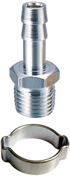 Переходник Fubag 1/4"М на елочку 10мм с обжимным кольцом 10x15мм в блистере - фото 128356