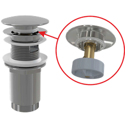 Водослив для умывальника AlcaPlast Click/clack 5/4", цельнометаллический с переливом и большой заглушкой A392C - фото 336768