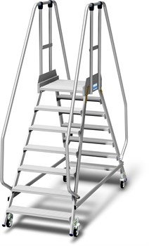 Двусторонняя передвижная лестница-платформа Krause Stabilo с высоким ограждением 2x7 820778 - фото 386469