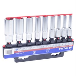 Набор торцевых глубоких головок 3/8", 6-19 мм, 9 предметов МАСТАК 001-3009H 001-3009H - фото 675558