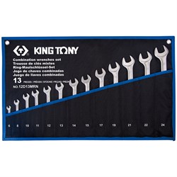 Набор комбинированных ключей, 6-24 мм, чехол из теторона, 13 предметов KING TONY 12D13MRN TONY - фото 677389