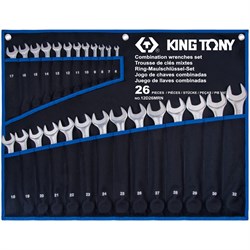 Набор комбинированных ключей, 6-32 мм, чехол из теторона, 26 предметов KING TONY 12D26MRN TONY - фото 677397