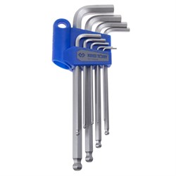 Набор Г-образных шестигранников 1/16"-3/8", дюймовые, длинные, с шаровым окончанием, 9 предметов KING TONY 20129SR Tony - фото 678101