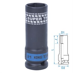 Головка торцевая ударная глубокая 1/2", 21 мм, тонкостенная KING TONY 441521M TONY - фото 679999