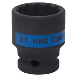 Головка торцевая ударная двенадцатигранная 1/2", 27 мм KING TONY 453027M TONY - фото 680123