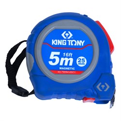 Рулетка измерительная 5 м, полотно 25 мм, магнитный крюк KING TONY 79094-05C1 TONY - фото 681438