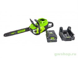 Цепная пила аккумуляторная GREENWORKS GD60CS40 60V (40 см) c АКБ 2АЧ и ЗУ Greenworks 2001807UA - фото 686726
