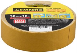 Двусторонняя лента Stayer Profi на тканевой основе, 38мм, 10м 1217-38-10 - фото 81491