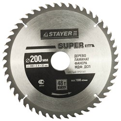 Диск пильный Stayer "MASTER-SUPER-Line" 200мм 48T 3682-200-32-48 - фото 83686