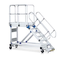 Алюминиевый трап с платформой Zarges Z600 передвижной 800мм 13 ступеней 60° 40259679 - фото 99469