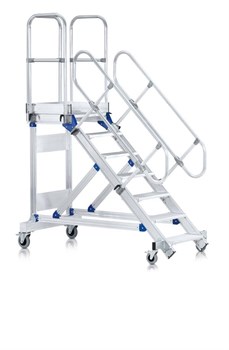 Алюминиевый трап с платформой Zarges Z600 передвижной 1000мм 13 ступеней 60° 40259752 - фото 99639