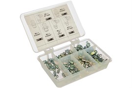 Набор сменных пресс-масленок GROZ GFT/KIT/M-80 в пластиковом диспенсере, 80шт GR43973
