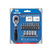 Набор вставок (бит) и головок с трещоткой 1/4", Torx, Hex, PH, 15 предметов KING TONY 2515MR TONY