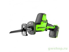 Пила сабельная компактная аккумуляторная GREENWORKS GPT-CRS-25, 24V, бесщеточная, без АКБ и ЗУ. Greenworks 1200507 Пила сабельная компактная аккумуляторная GREENWORKS GPT-CRS-25, 24V, бесщеточная, без АКБ и ЗУ. Greenworks 1200507