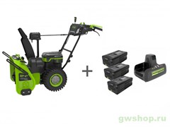 Снегоуборщик аккумуляторный 82V GREENWORKS GD82ST56 + три аккумулятора GD-82 82V G82B5 и зарядное устройство на 2 слота G82C2 82V Greenworks 2602807, 29146072939007 Снегоуборщик аккумуляторный 82V GREENWORKS GD82ST56 + три аккумулятора GD-82 82V G82B5 и зарядное устройство на 2 слота G82C2 82V Greenworks 2602807, 29146072939007