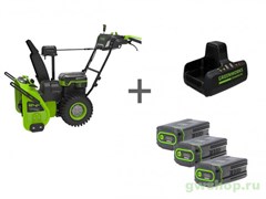 Снегоуборщик аккумуляторный 82V GREENWORKS GD82ST56 + три аккумулятора 2.5Ач и ЗУ Greenworks 2602807U3A Снегоуборщик аккумуляторный 82V GREENWORKS GD82ST56 + три аккумулятора 2.5Ач и ЗУ Greenworks 2602807U3A