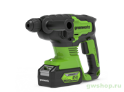 Перфоратор аккумуляторный бесщеточный GREENWORKS GD24SDS2 2 ДЖ, 24V, c 1хАКБ 4 А.ч и ЗУ в сумке Greenworks 3803007UB
