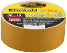 Двусторонняя лента Stayer Profi на тканевой основе, 50мм, 5м 1217-05