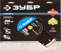Отрезной диск ЗУБР "Профи" алмазный, по асфальту, 25,4х300мм 36665-300